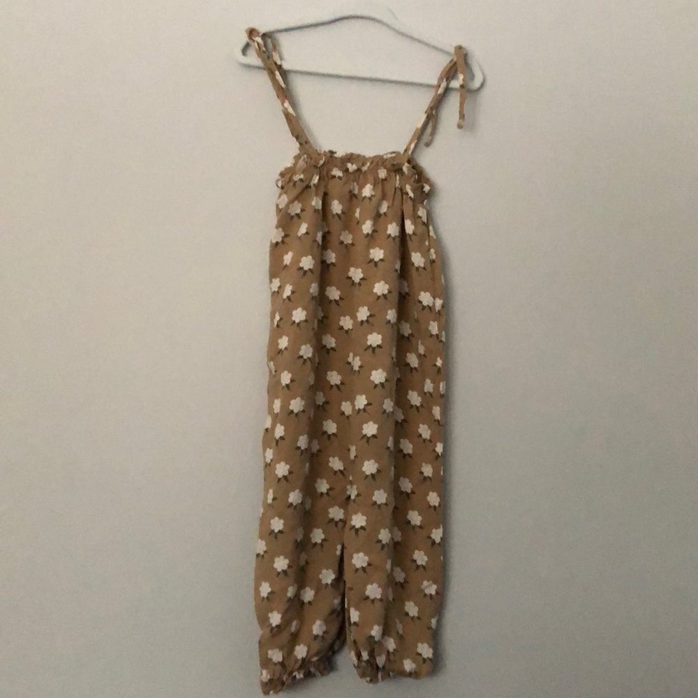 Rylee + Cru Tan Floral Jumpsuit
